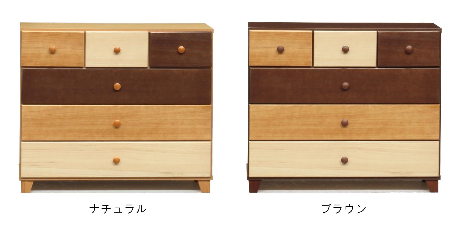 Amazon｜大川家具 nakakei チェスト マルーン2(本体ブラウン色) 90幅-4
